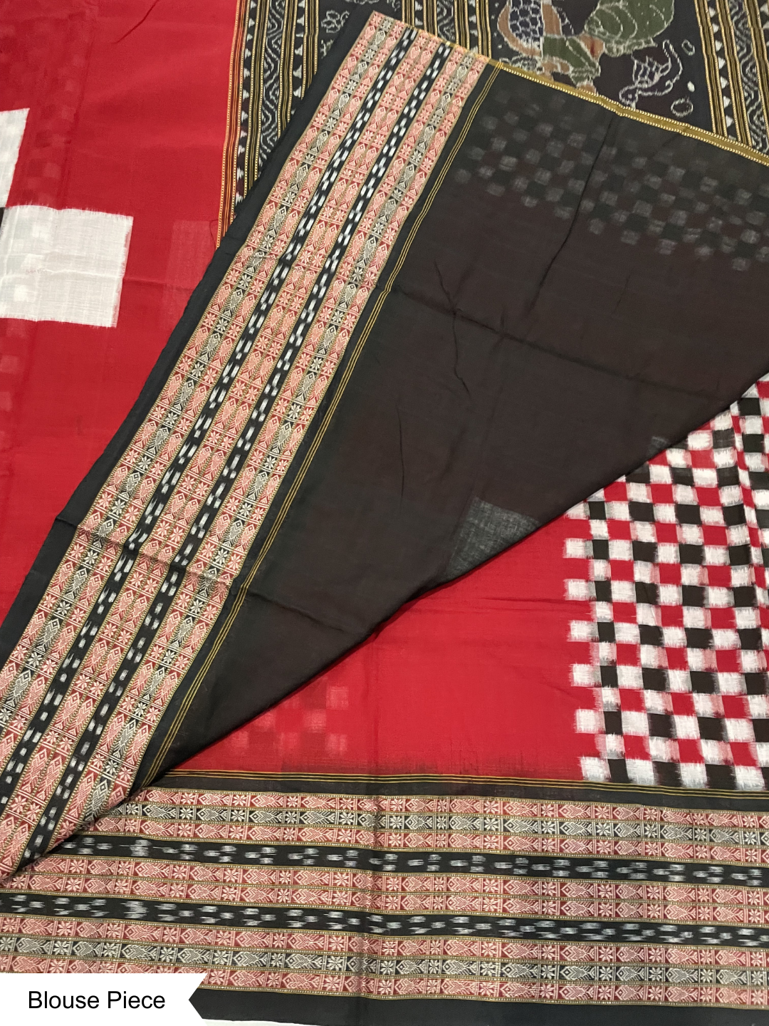 Saptapar - Royal Red & Black | Sambalpuri Cotton Saree