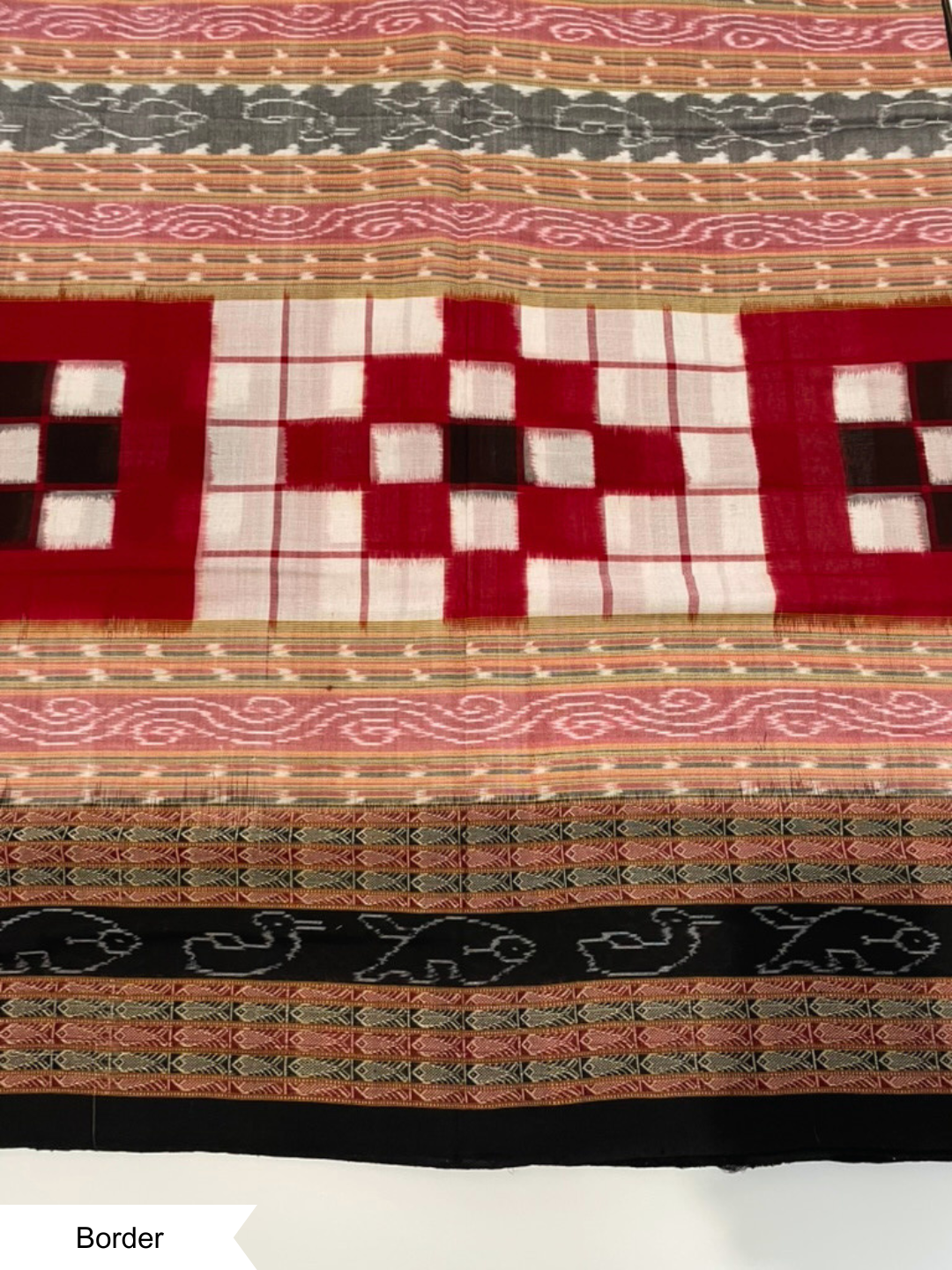 Bichitrapuri — Crimson Red & Black | Sambalpuri Cotton Saree