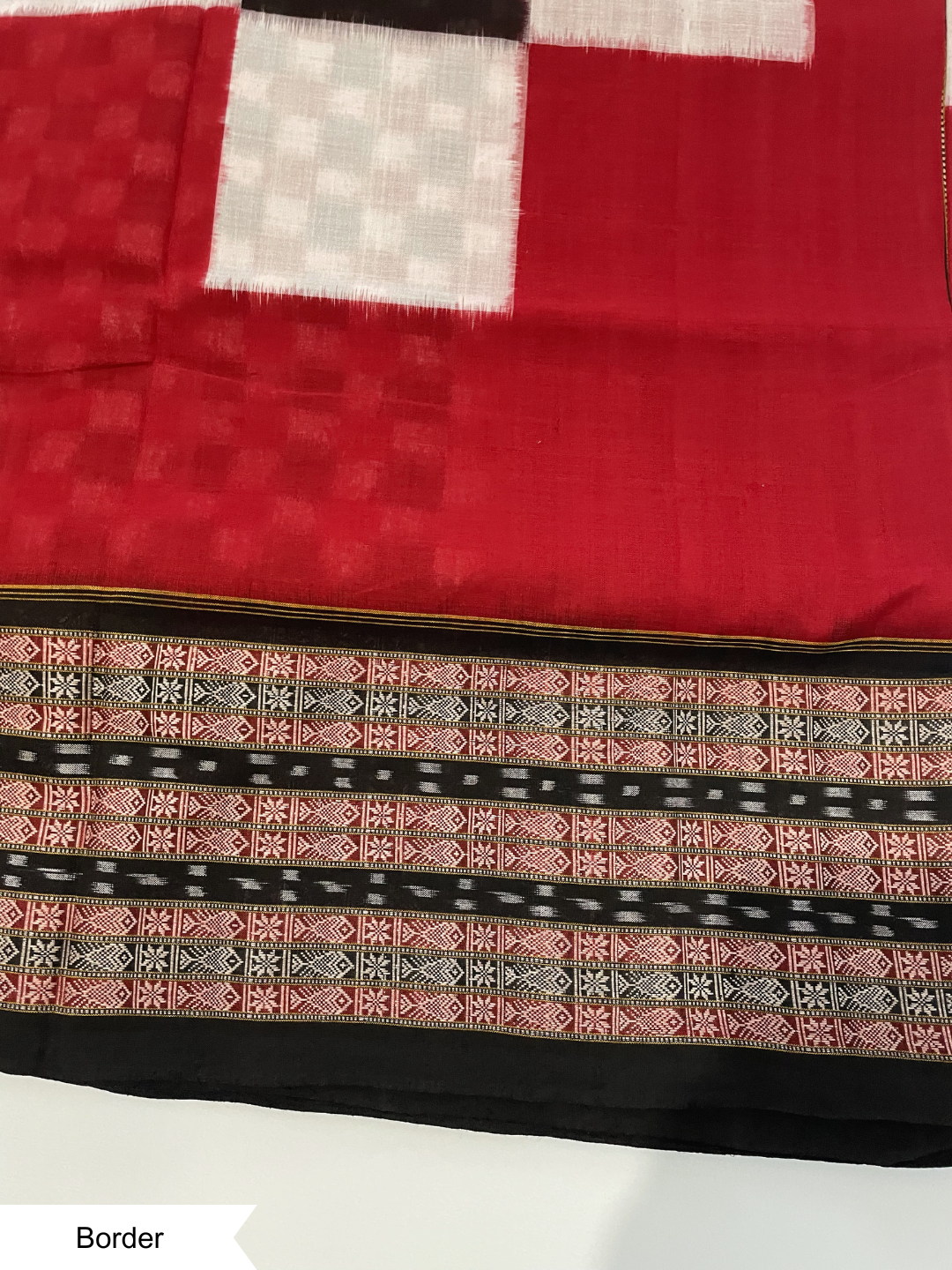 Saptapar - Royal Red & Black | Sambalpuri Cotton Saree