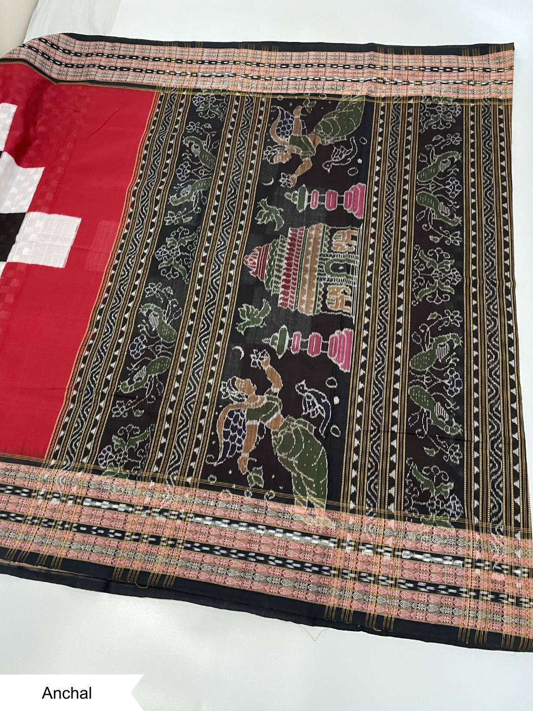 Saptapar - Royal Red & Black | Sambalpuri Cotton Saree