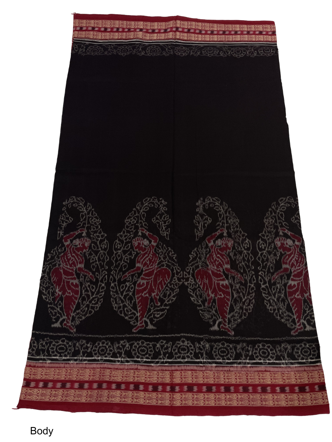 Macha Border — Black & Deep Maroon | Sambalpuri  Cotton Saree