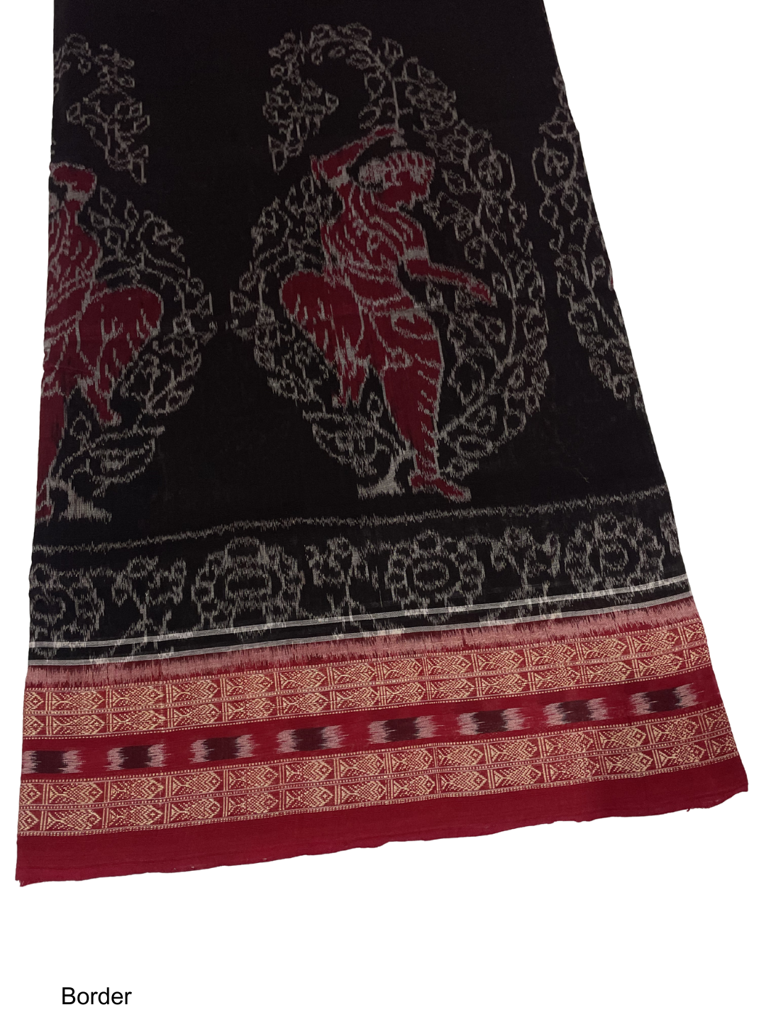 Macha Border — Black & Deep Maroon | Sambalpuri  Cotton Saree