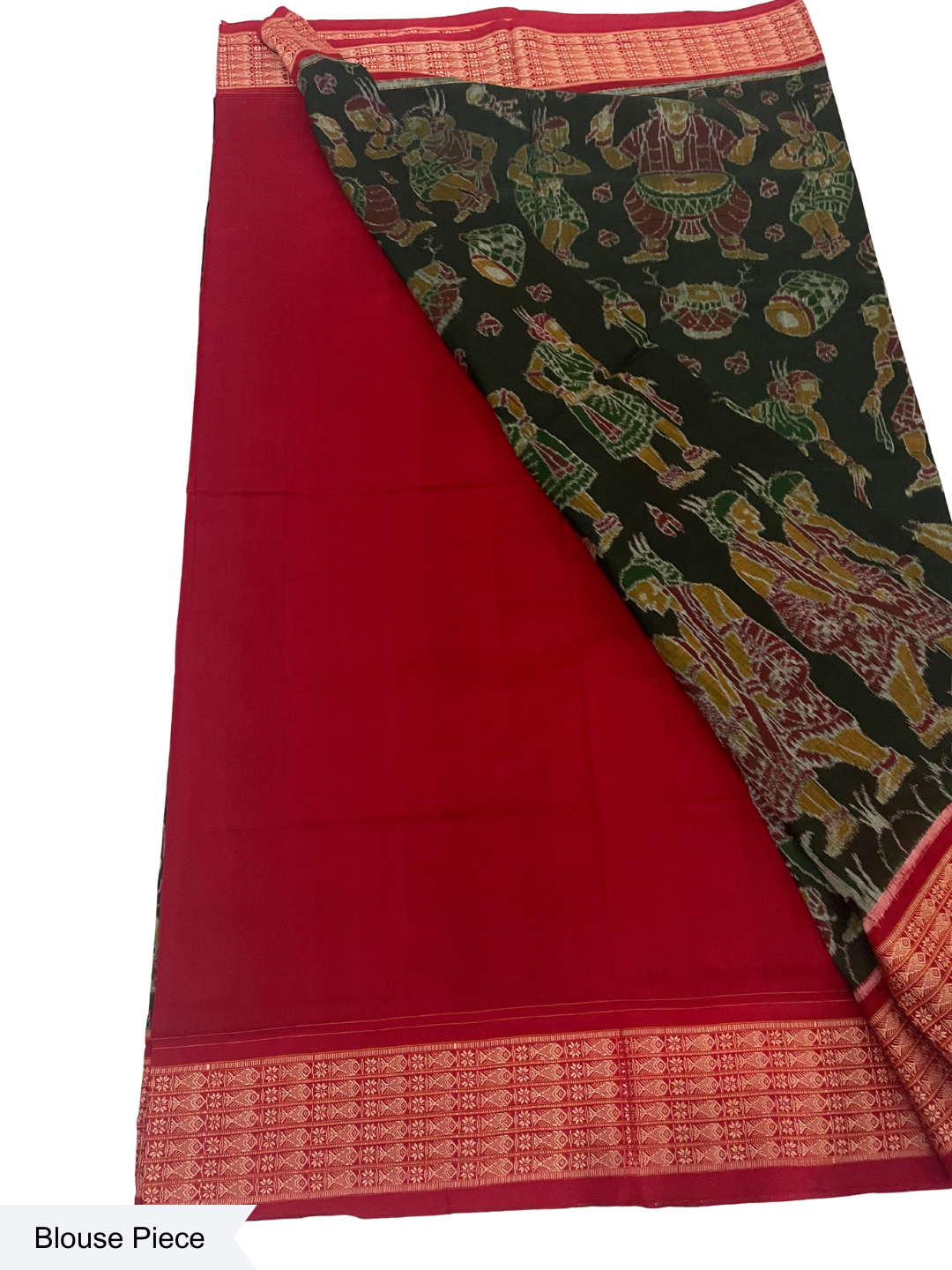 Dalkhai - Mehendi Green & Maroon | Sambalpuri Cotton Saree