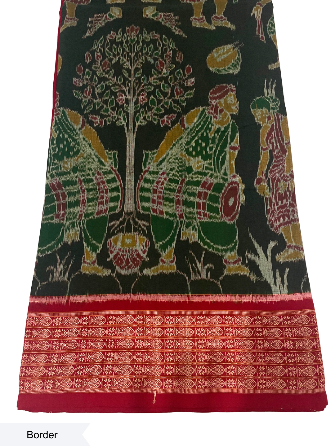 Dalkhai - Mehendi Green & Maroon | Sambalpuri Cotton Saree