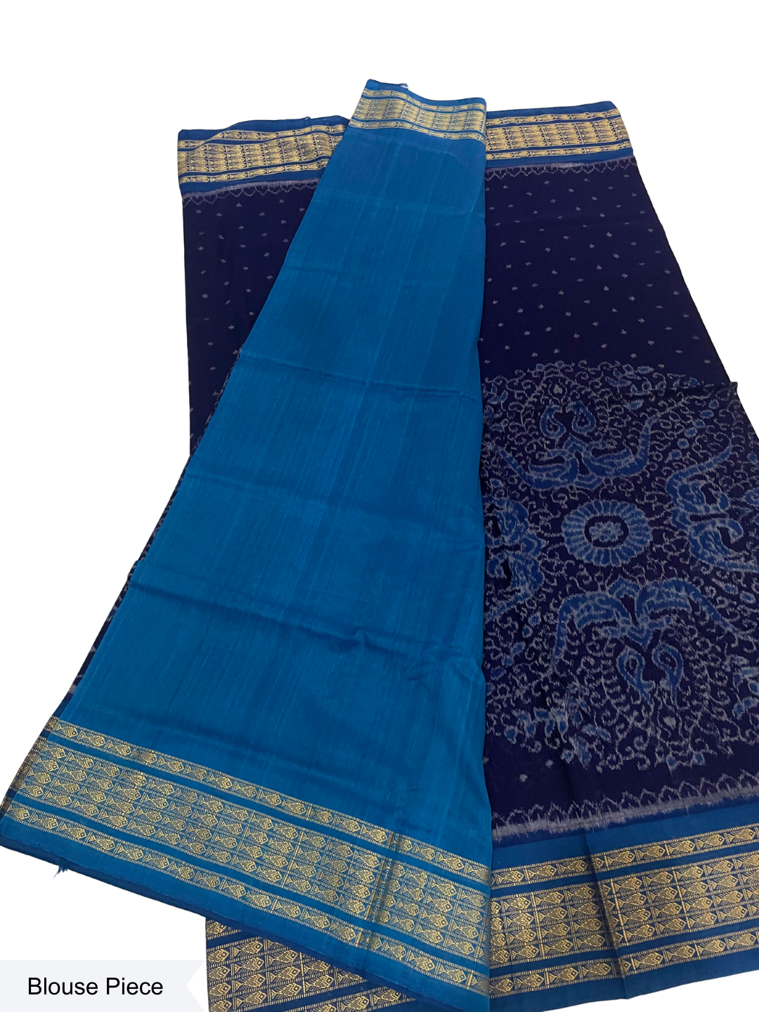 Rupachakra - Navy Blue & Royal Blue | Sambalpuri Cotton Saree