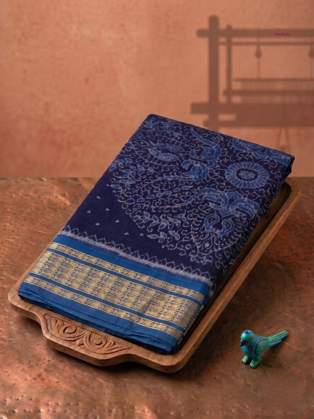 Rupachakra - Navy Blue & Royal Blue | Sambalpuri Cotton Saree
