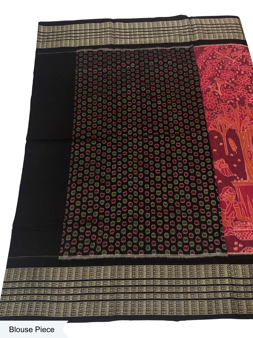 Mahulbeta - Rust Red & Coffee | Sambalpuri Cotton Saree