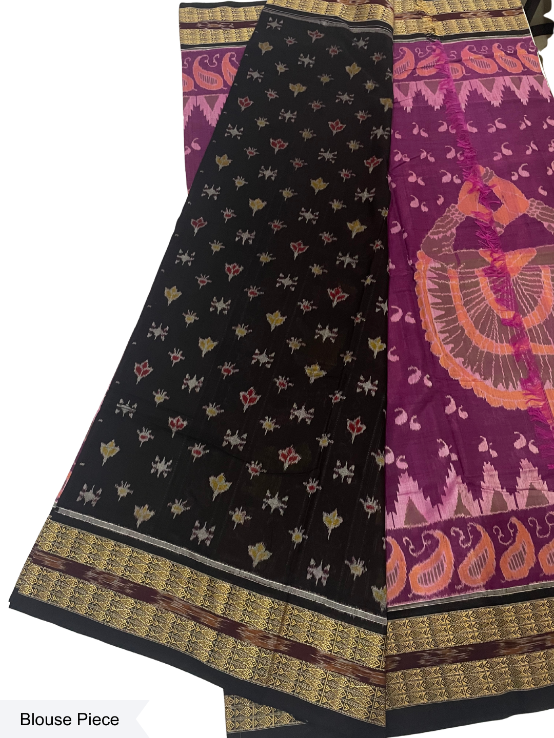 Nartaki - Plum & Coffee | Sambalpuri Cotton Saree