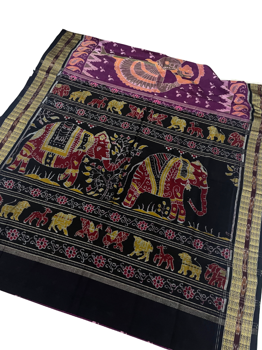 Nartaki - Plum & Coffee | Sambalpuri Cotton Saree