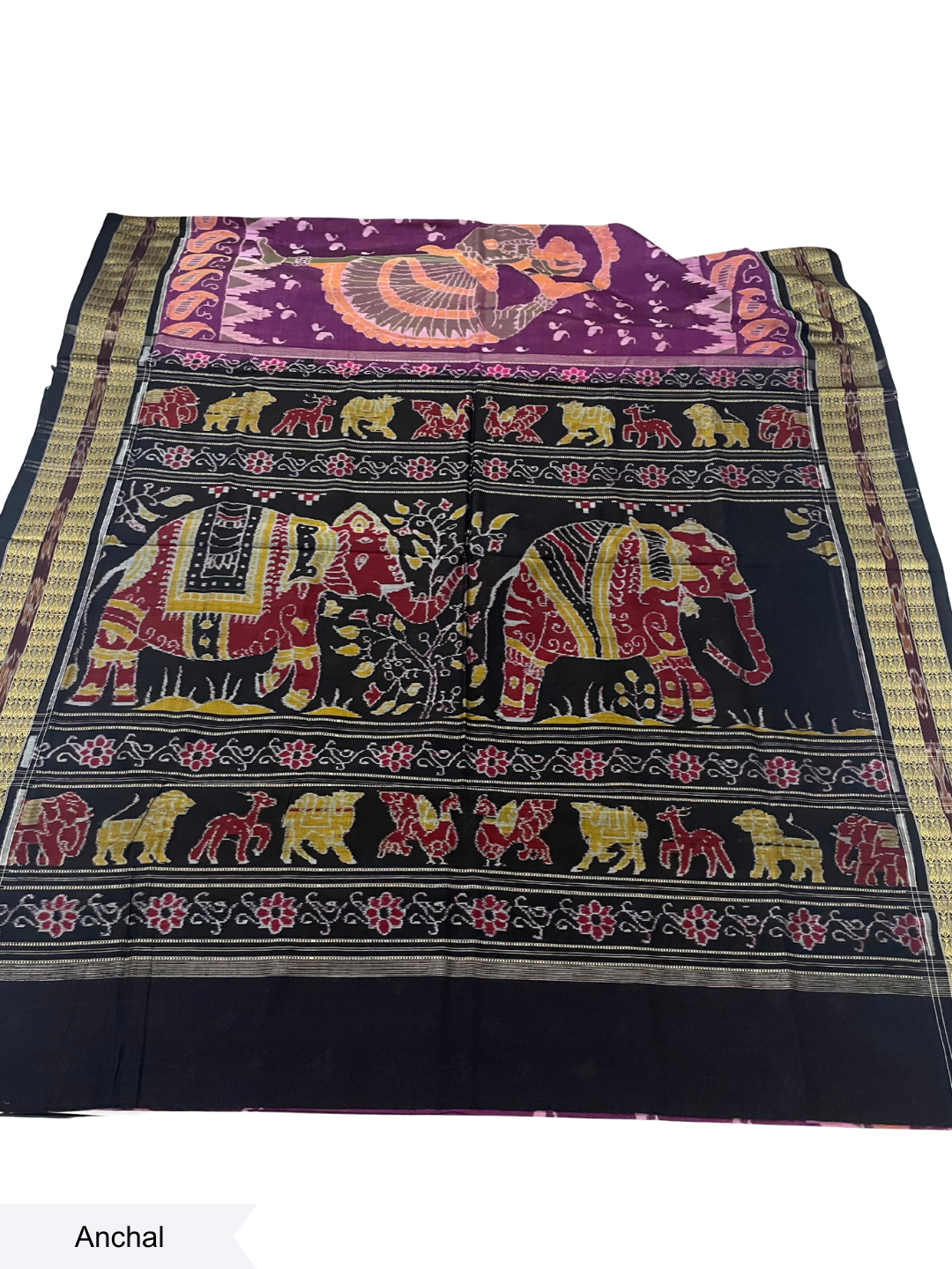 Nartaki - Plum & Coffee | Sambalpuri Cotton Saree