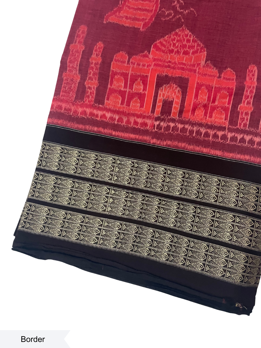 7 Wonders of the World | Rust Red & Coffee | Sambalpuri Cotton Saree
