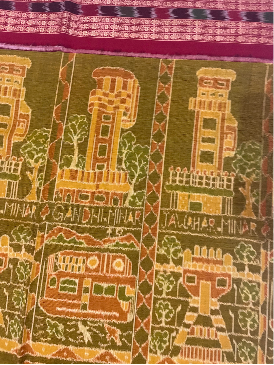 Hirakud Dam | Olive & Burgundy | Sambalpuri Cotton Saree
