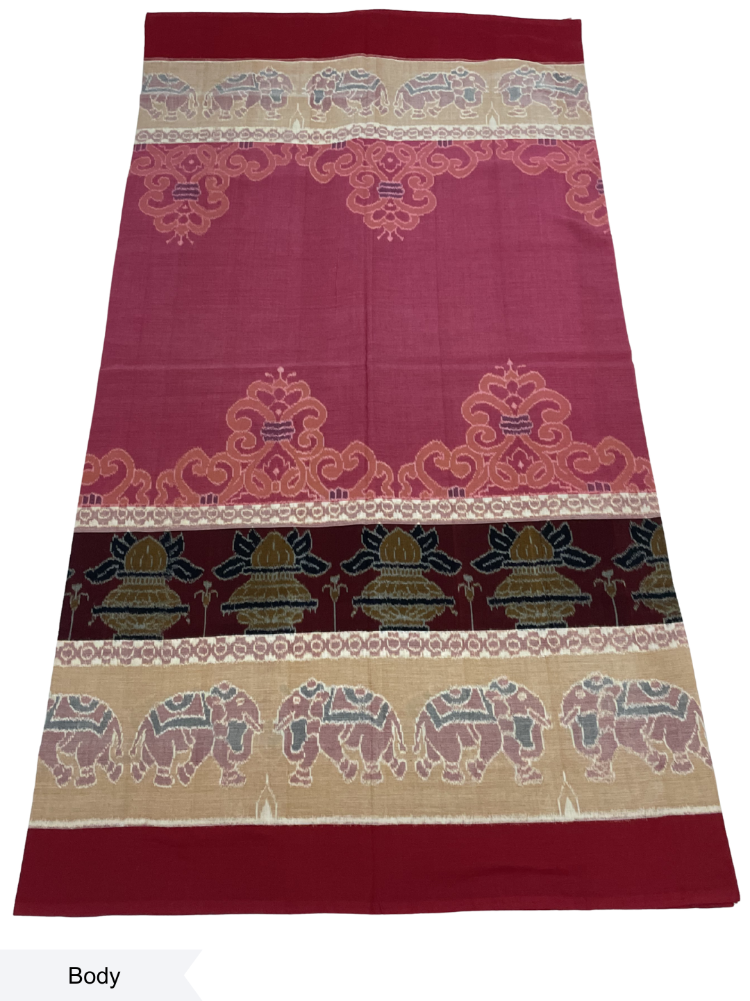 Plain Border— Rosewood Maroon & Ink Black | Sambalpuri Cotton Saree