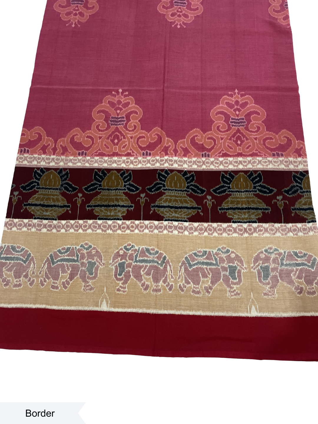 Plain Border— Rosewood Maroon & Ink Black | Sambalpuri Cotton Saree