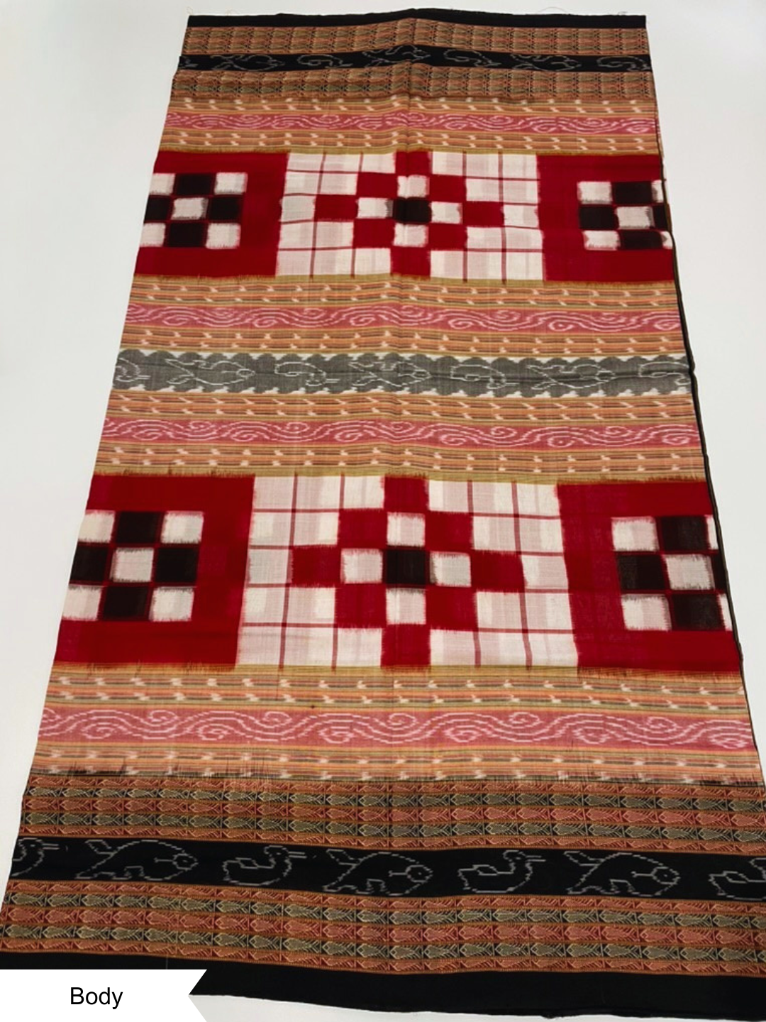 Bichitrapuri  — Crimson Red & Black | Sambalpuri Cotton Saree