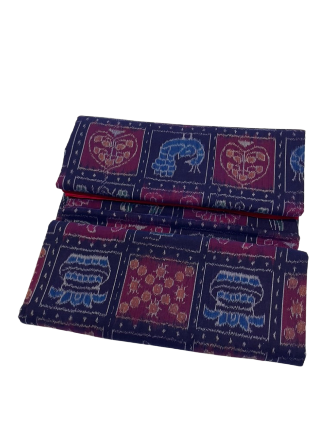 Nabakoti — Midnight Indigo & Vermilion Red | Sambalpuri Cotton Saree