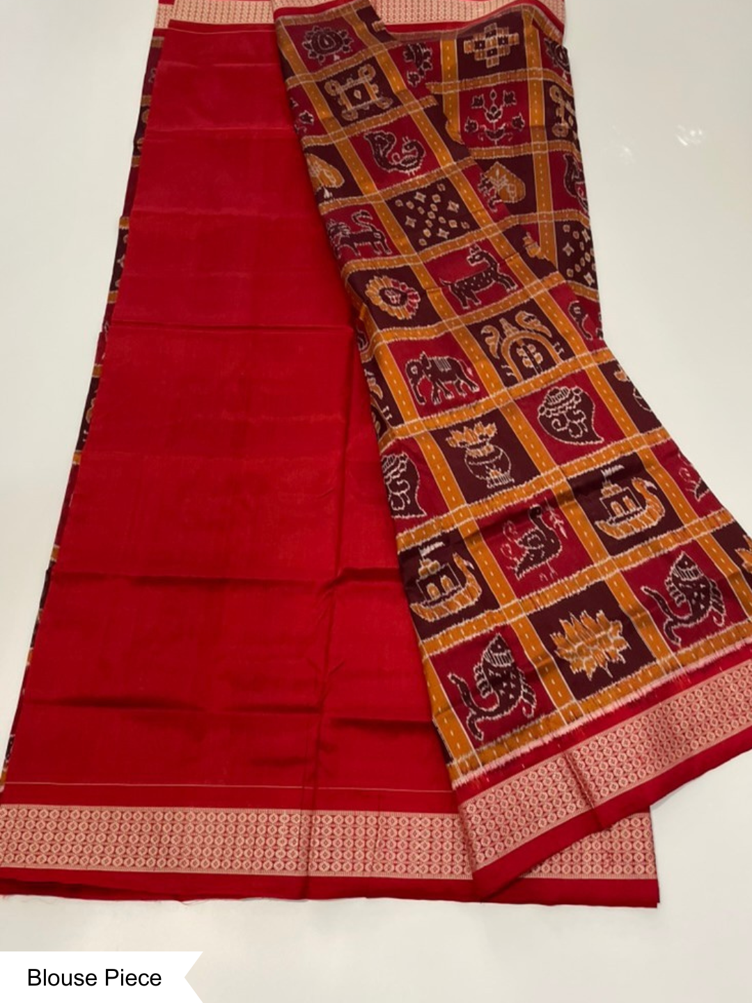 Nabakoti — Madhuri Dixit Special | Burnt Vermilion & Crimson Red | Sambalpuri Silk Saree