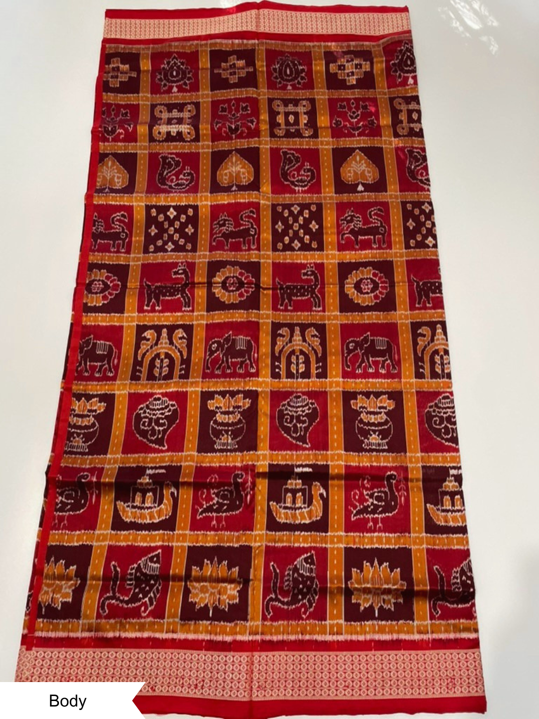 Nabakoti — Madhuri Dixit Special | Burnt Vermilion & Crimson Red | Sambalpuri Silk Saree