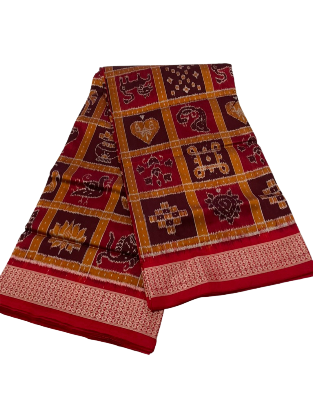 Nabakoti — Madhuri Dixit Special | Burnt Vermilion & Crimson Red | Sambalpuri Silk Saree