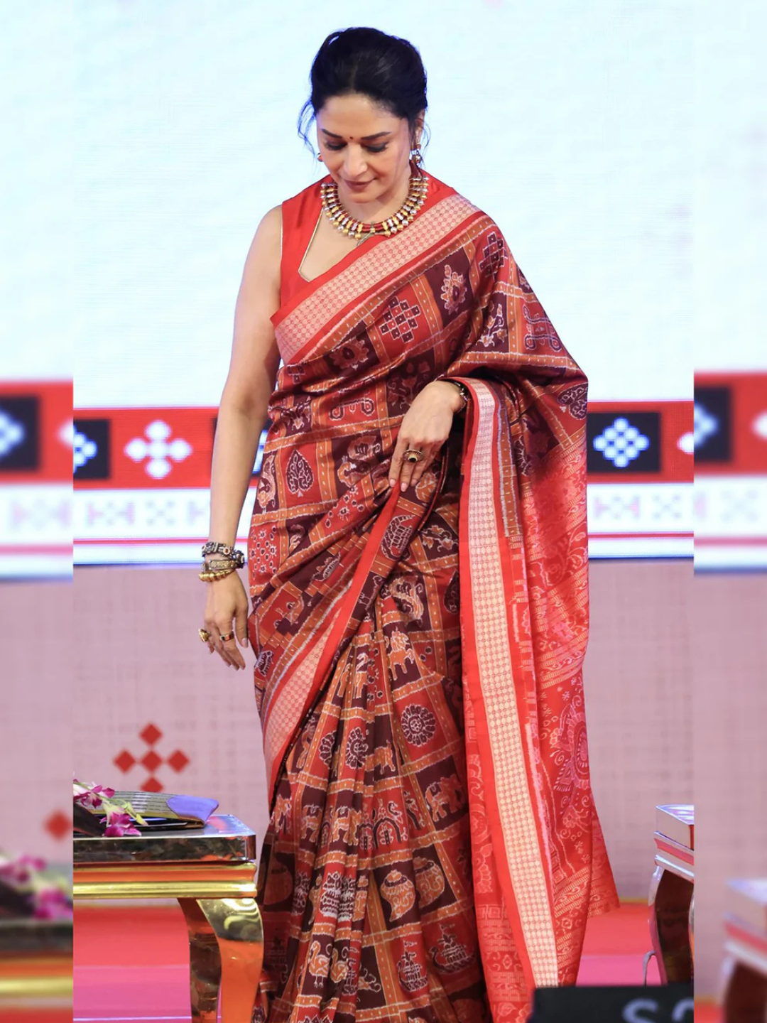 Nabakoti — Madhuri Dixit Special | Burnt Vermilion & Crimson Red | Sambalpuri Silk Saree