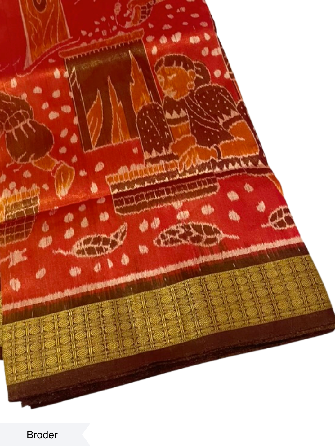Mahulbeta — Antique Gold & Burnt Sienna | Tissue Silk Sambalpuri Saree