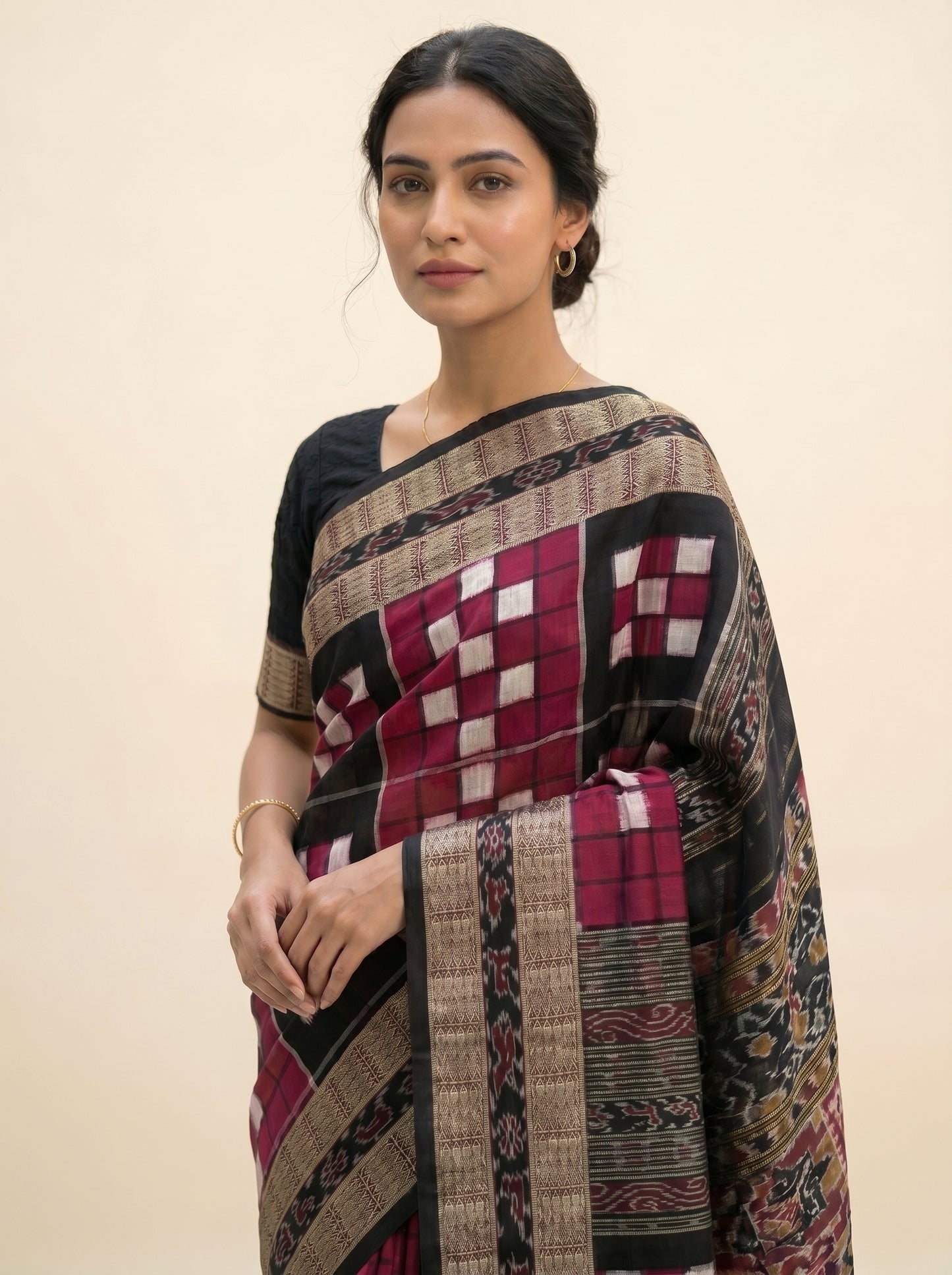 Bichitrapuri — Mulberry & Black | Sambalpuri Bandha Silk Saree
