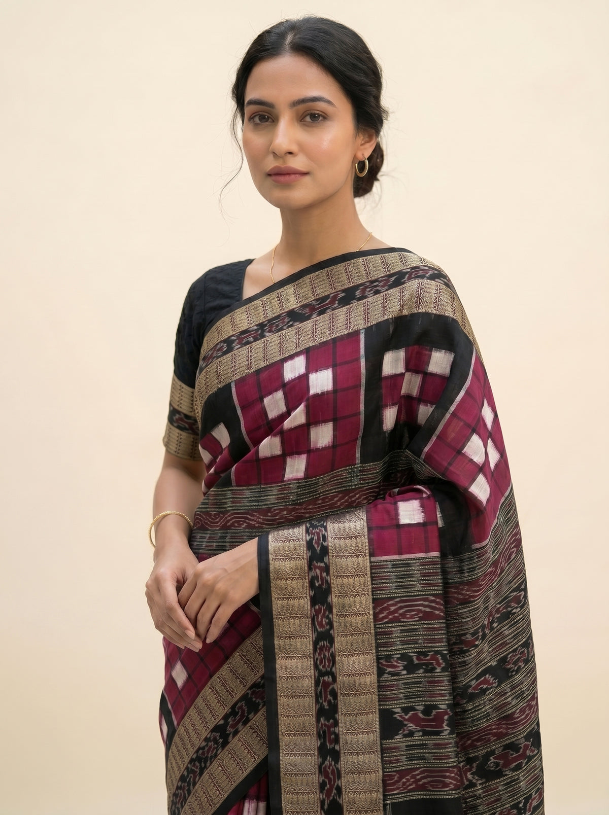 Bichitrapuri — Mulberry & Black | Sambalpuri Bandha Silk Saree