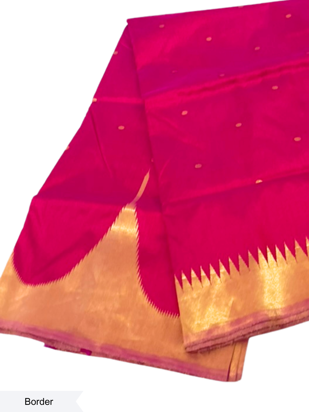 Temple Border - Rani Pink & Antique Gold | Half Tissue Silk Sambalpuri Saree