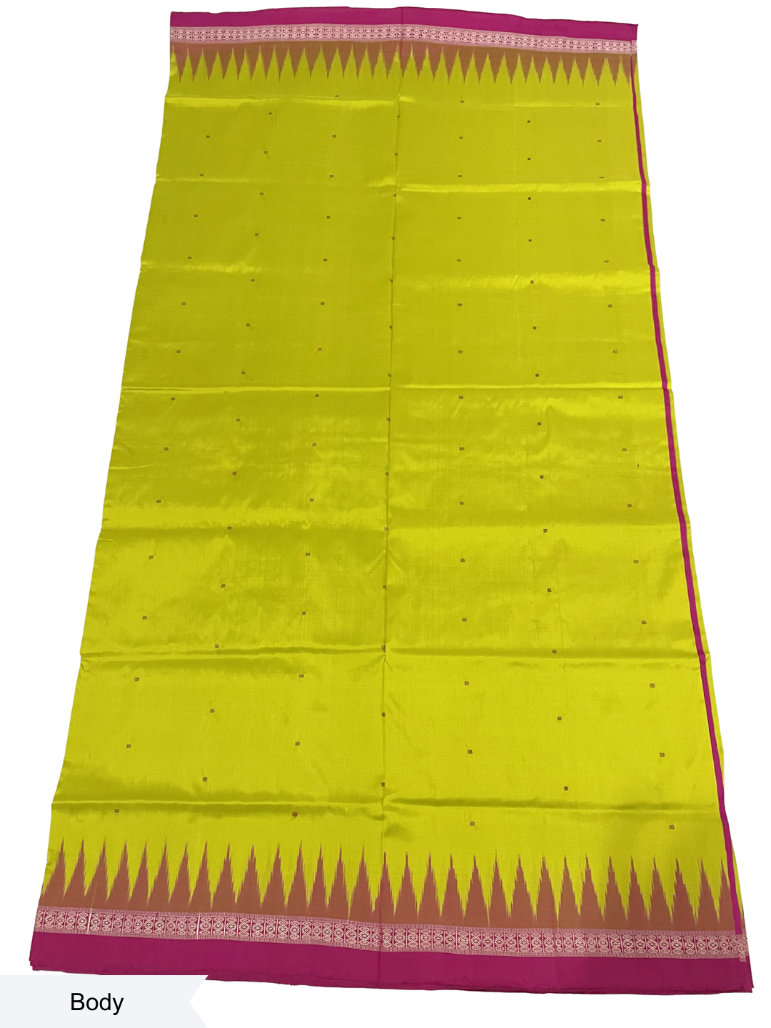 Rudrakhya with Kumbha Border — Fluorescent Green & Rani Pink | Sambalpuri Silk Saree
