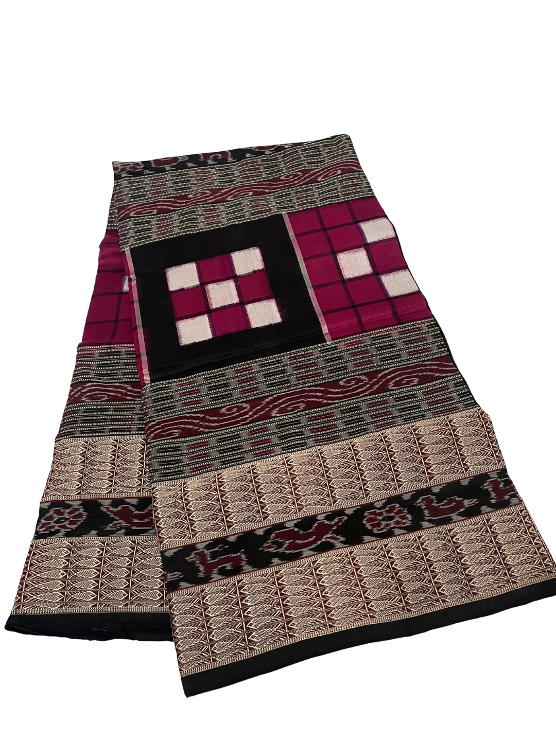 Bichitrapuri — Mulberry & Black | Sambalpuri Bandha Silk Saree