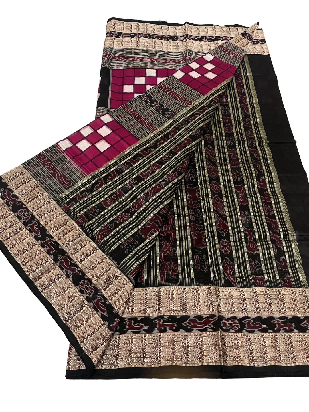 Bichitrapuri — Mulberry & Black | Sambalpuri Bandha Silk Saree