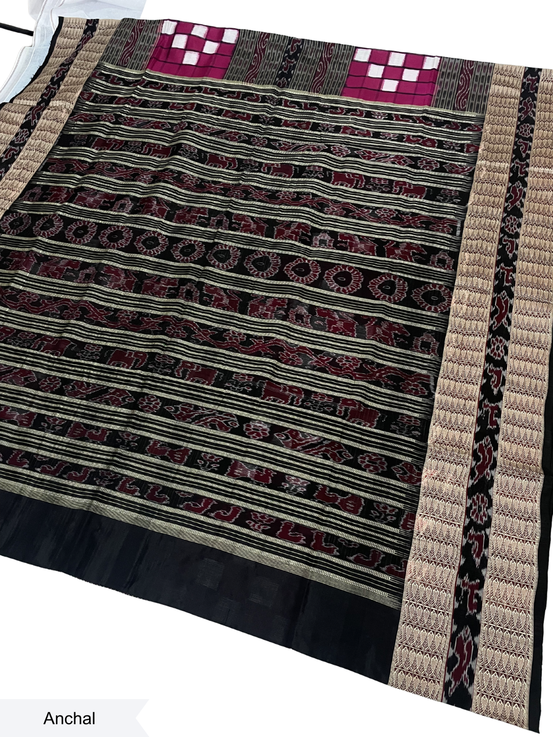Bichitrapuri — Mulberry & Black | Sambalpuri Bandha Silk Saree