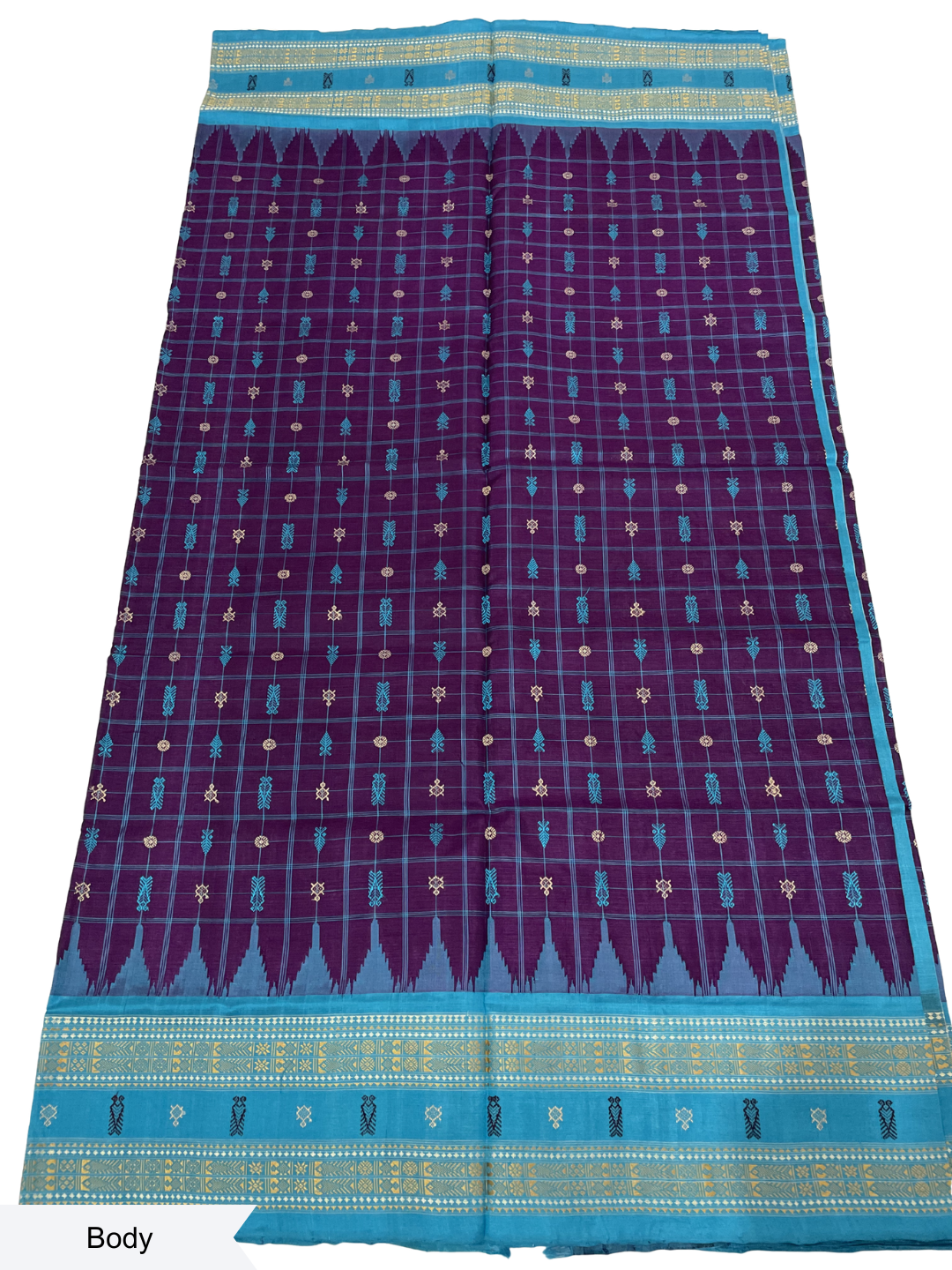 Hazar Buti - Royal Amethyst & Sky Blue | Sambalpuri Tussar Silk Saree