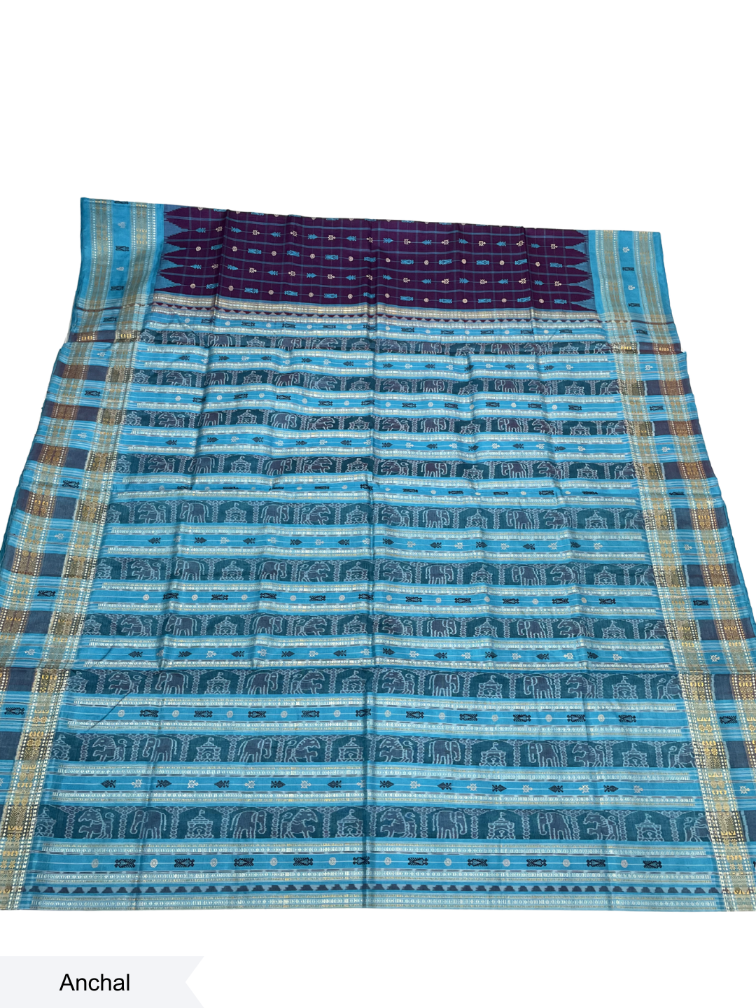 Hazar Buti - Royal Amethyst & Sky Blue | Sambalpuri Tussar Silk Saree