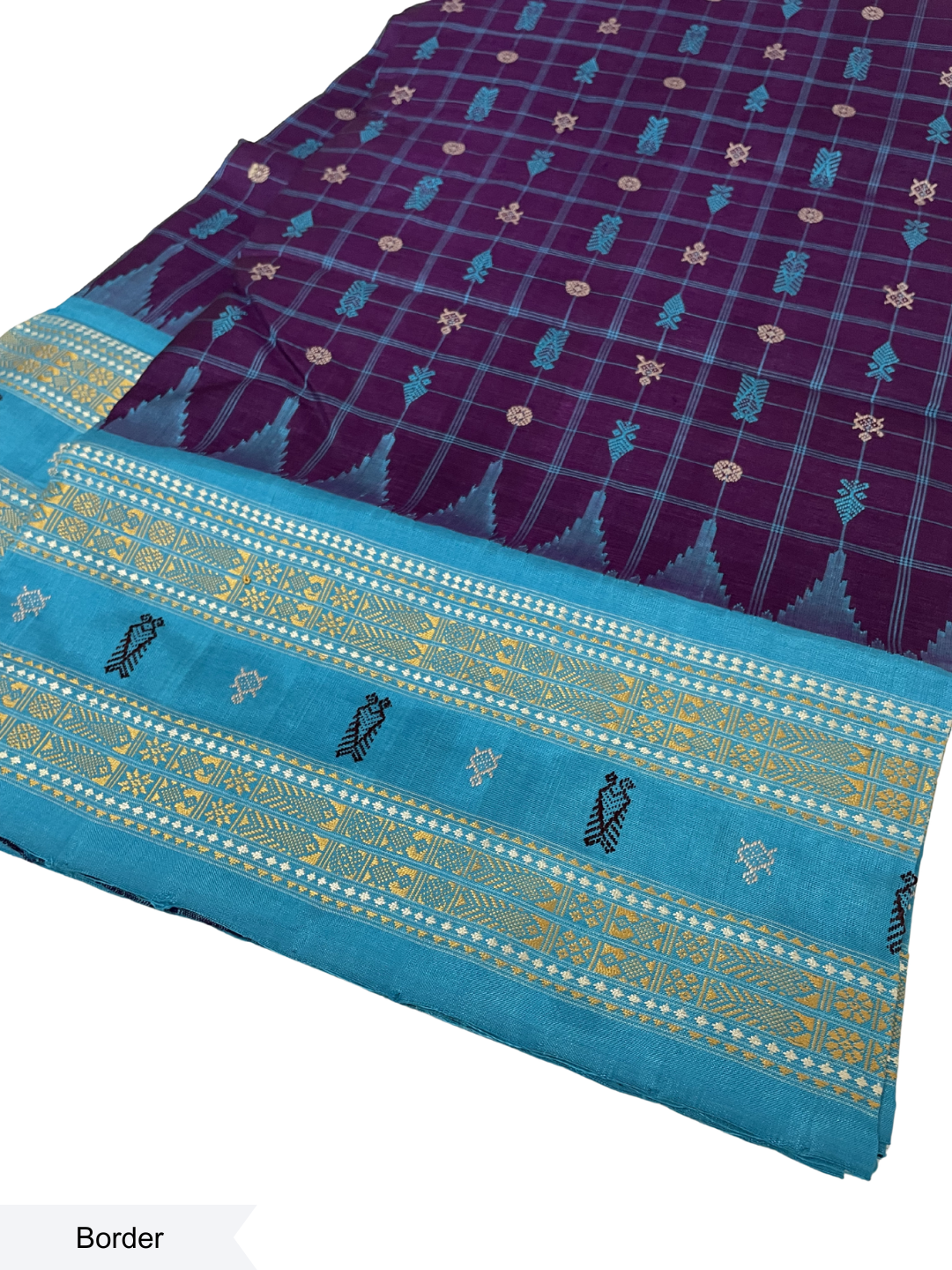 Hazar Buti - Royal Amethyst & Sky Blue | Sambalpuri Tussar Silk Saree