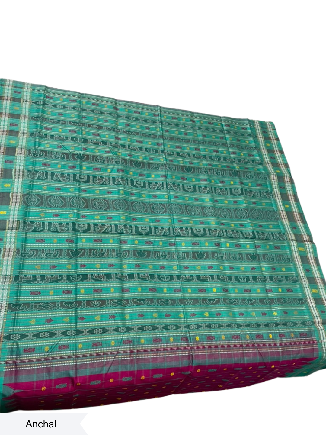 Hazar Buti - Burgundy & Sea Green | Sambalpuri Bandha Tussar Silk Saree