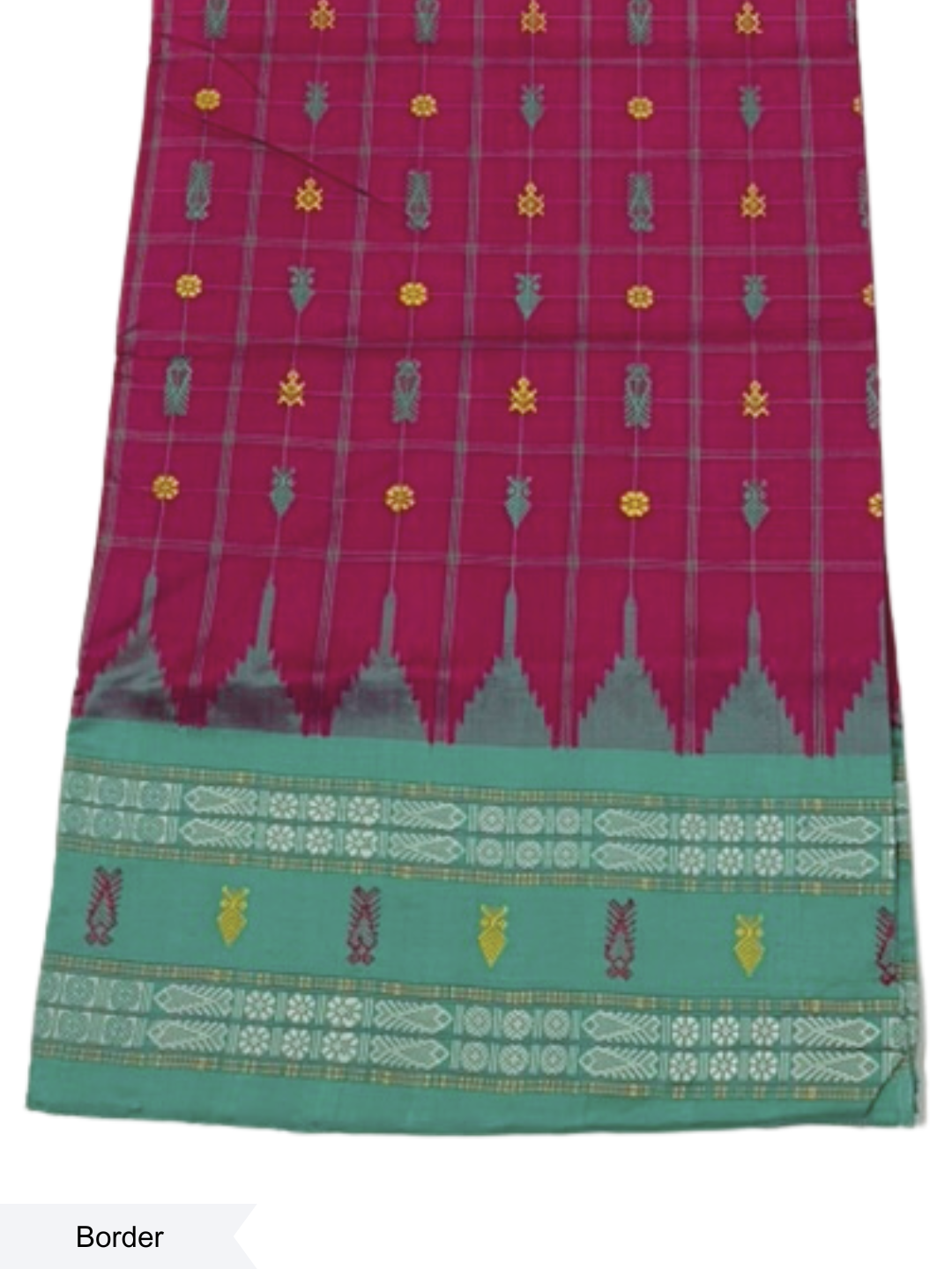 Hazar Buti - Burgundy & Sea Green | Sambalpuri Bandha Tussar Silk Saree