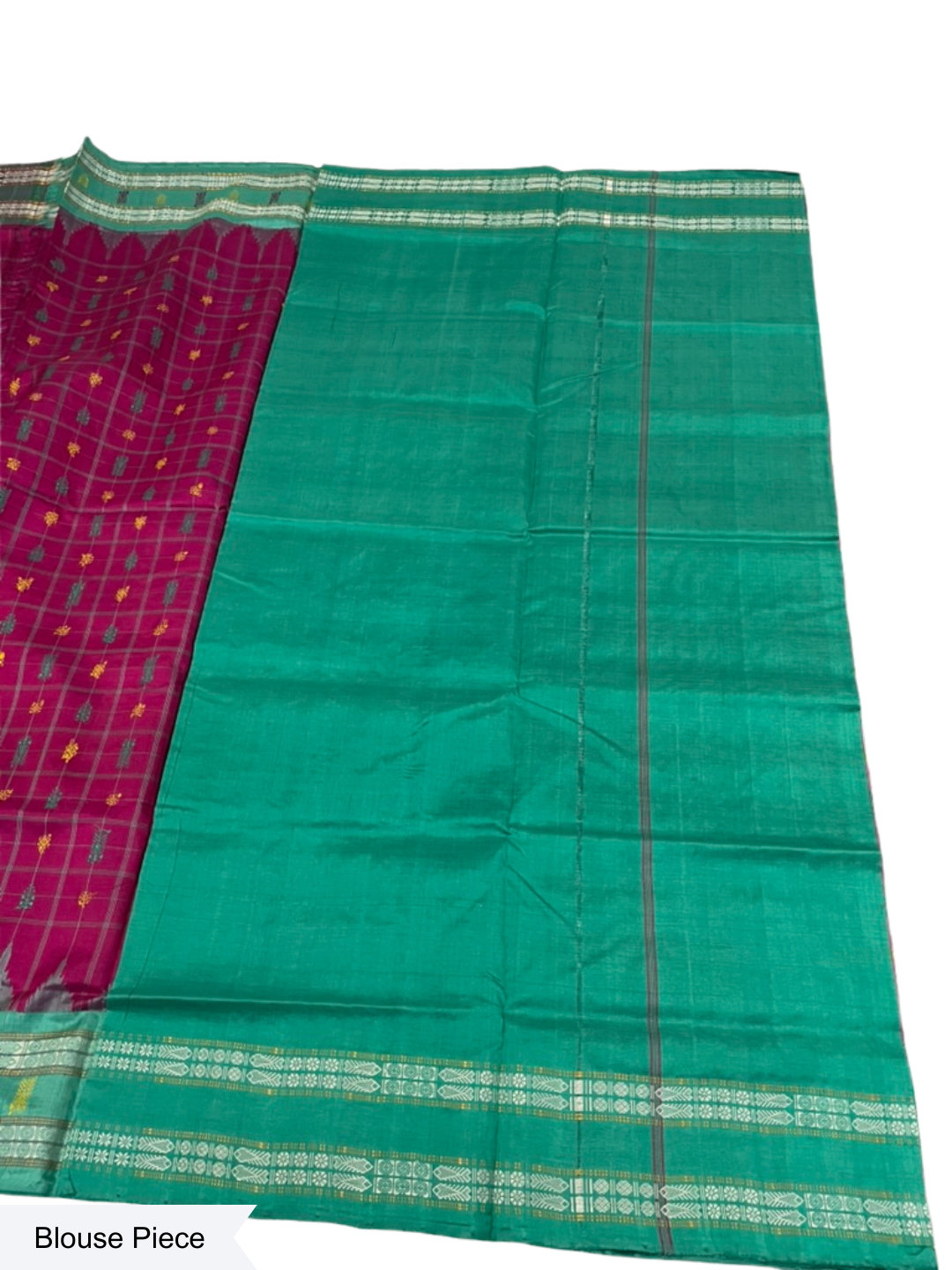 Hazar Buti - Burgundy & Sea Green | Sambalpuri Bandha Tussar Silk Saree