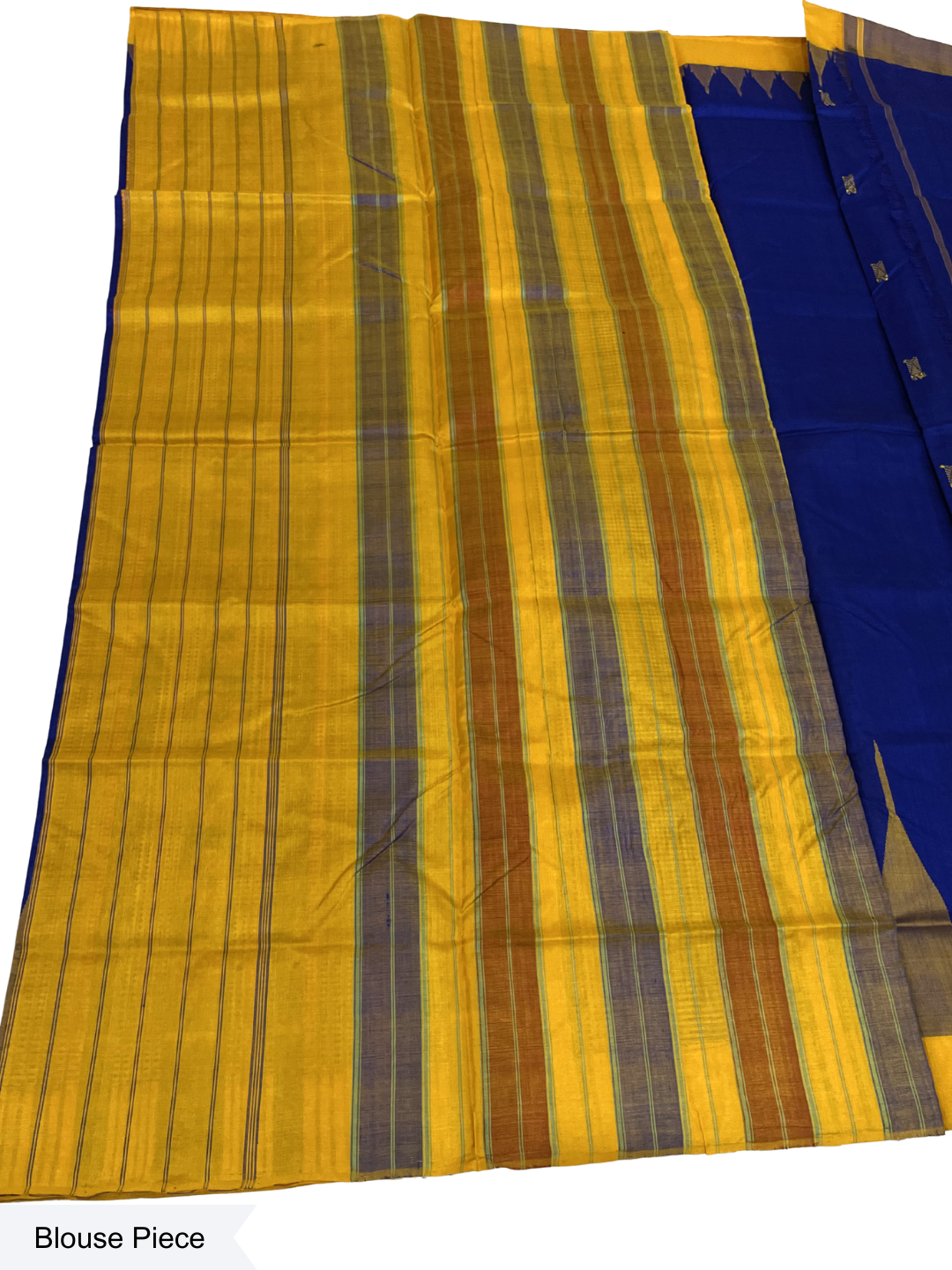 Temple Motif - Royal Blue & Golden Yellow | Sambalpuri Tussar Silk Saree