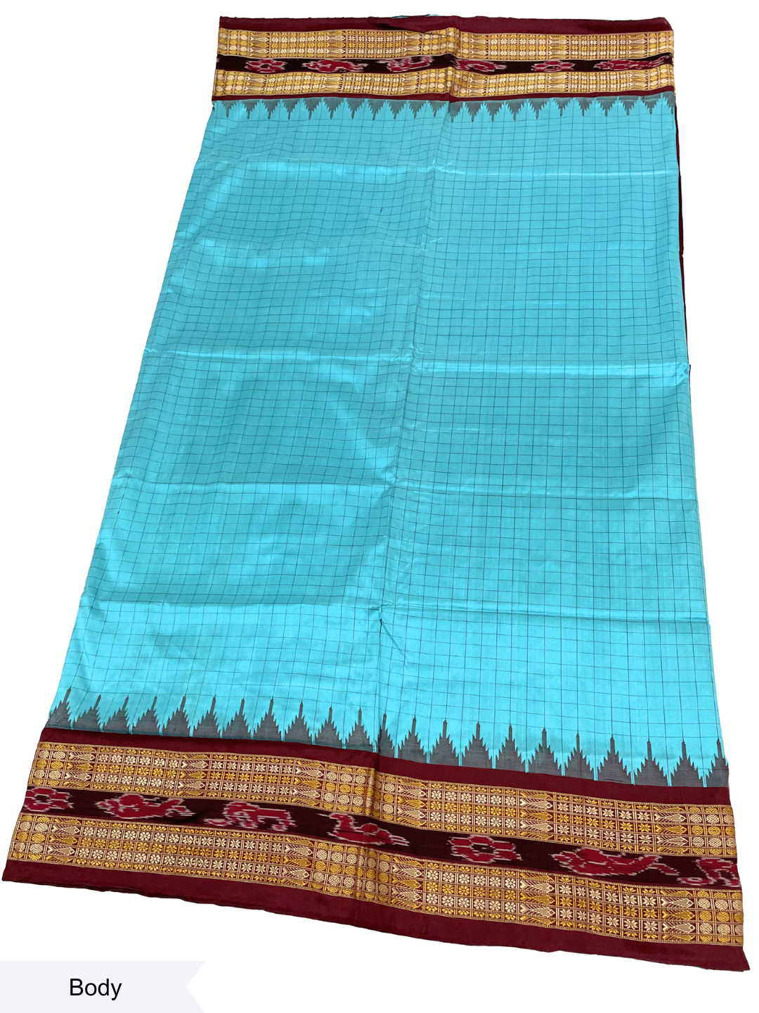 Sachipar - Sky Blue & Deep Maroon | Sambalpuri Silk Saree