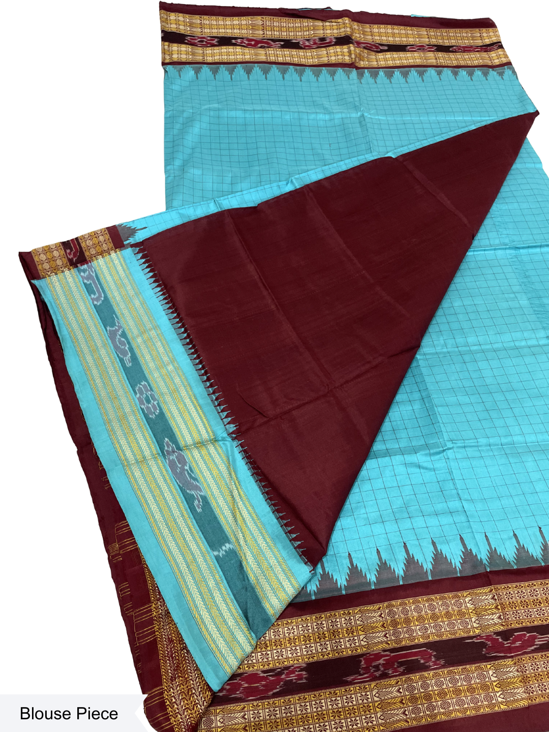 Sachipar - Sky Blue & Deep Maroon | Sambalpuri Silk Saree